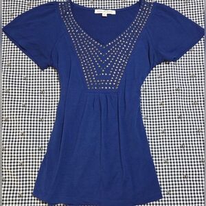Debbie Morgan Blue Studded Blouse